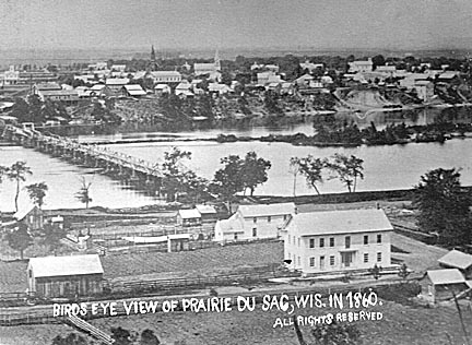 Prairie du Sac: Looking North on Water Street in this 1922 scene. The nearby Prairie du Sac power plant and dam across the Wisco