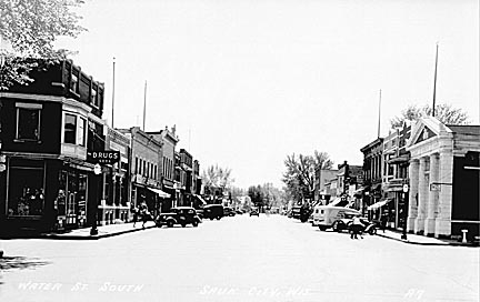 Sauk City: This view of South Water Street was taken ca. 1930's. Sauk City is the oldest incorporated village in Wisconsin. Note