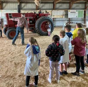 John Gerike presents to local 3rd graders on tractor safety.