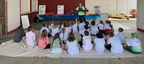 Kara McCarty from the Baraboo School District Indoor Pool teaching 3rd grade students about water safety.