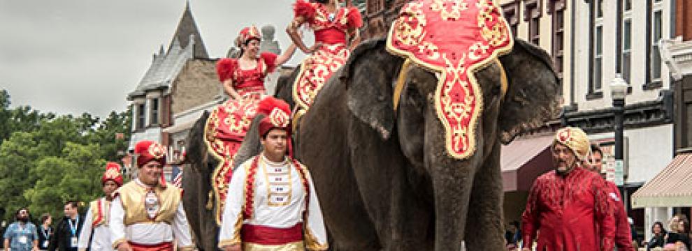 Elephants from the Big Top Parade downtown Baraboo