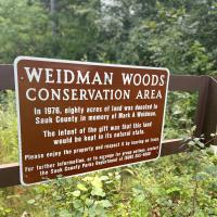 Picture showing the Weidman Woods sign. 