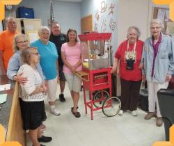 diners in sauk prairie with new popcorn machine