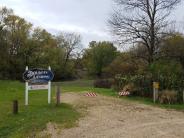 Sign, gate at end of parking lot at Douglas Landing