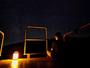 Night sky on the ADA pier at White Mound County Park.