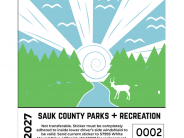Design 2 Design 2: rays of sun through a row of trees with a river running through the middle, a deer stands near