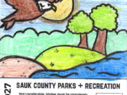 Design 3 Design 3: an eagle soars over hills and trees, and a body of water