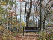 Bench on Willie Walsh Trail facing White Mound Lake