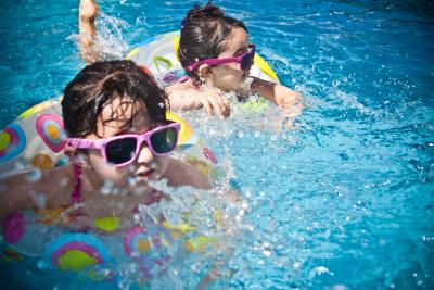 Sunglasses girl swimming pool swimming