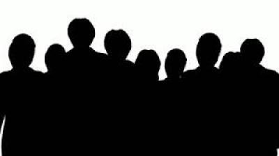 silhouettes of a crowd of people