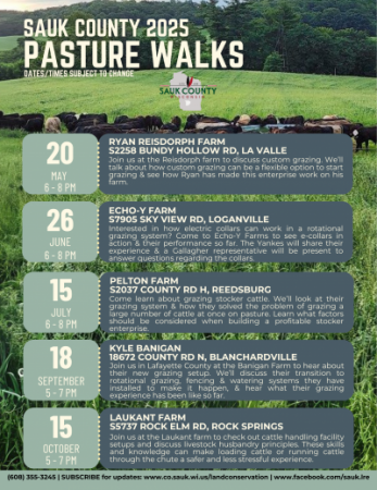 2025 Pasture Walk Schedule