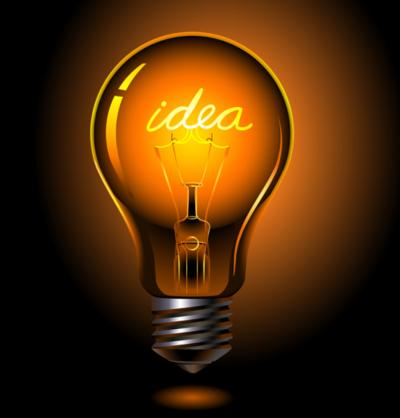 light bulb with the word idea within it