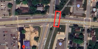 Aerial photo of area in Sauk City showing an intersection, Culver's, George Culver Library, and Lake Ridge Bank Aerial photo of area in Sauk City showing an intersection, Culver's, George Culver Library, and Lake Ridge Bank